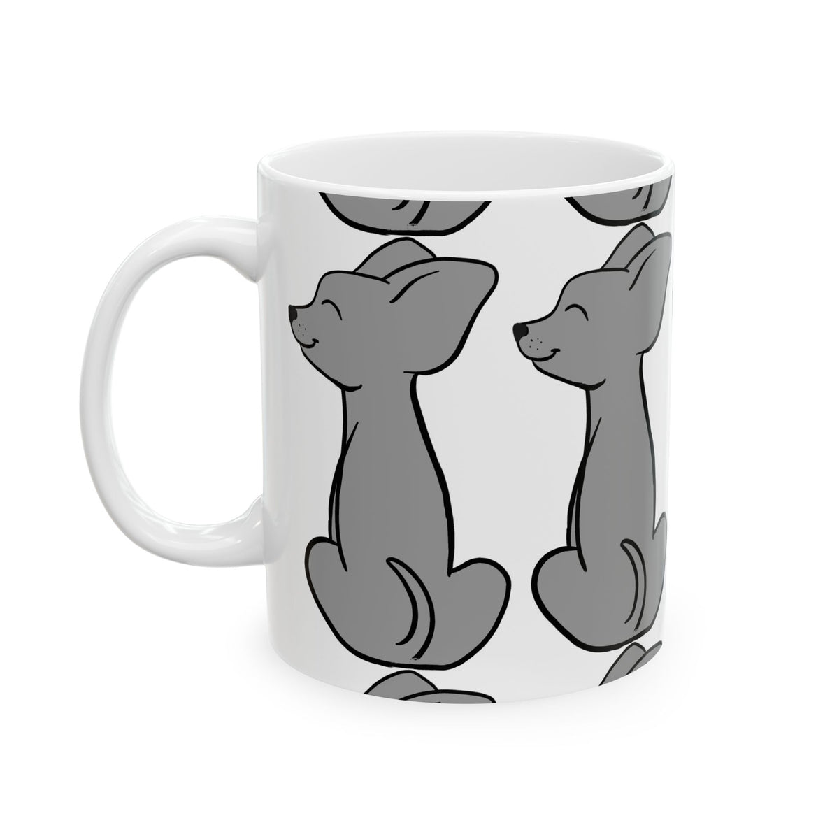 Grey Chihuahua Pattern Ceramic Mug – Cute Dog Lover Coffee Cup 11oz Item #996852
