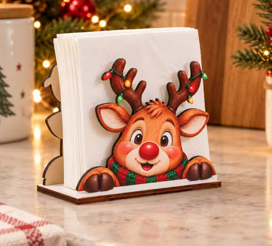 Reindeer Wooden Napkin Holder By Santa's Creations