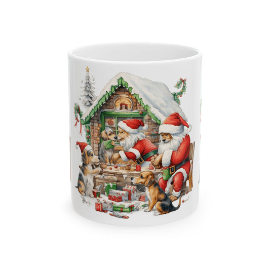 Santa Christmas Ceramic Mug – Festive Holiday Workshop Design 11oz Item #935905