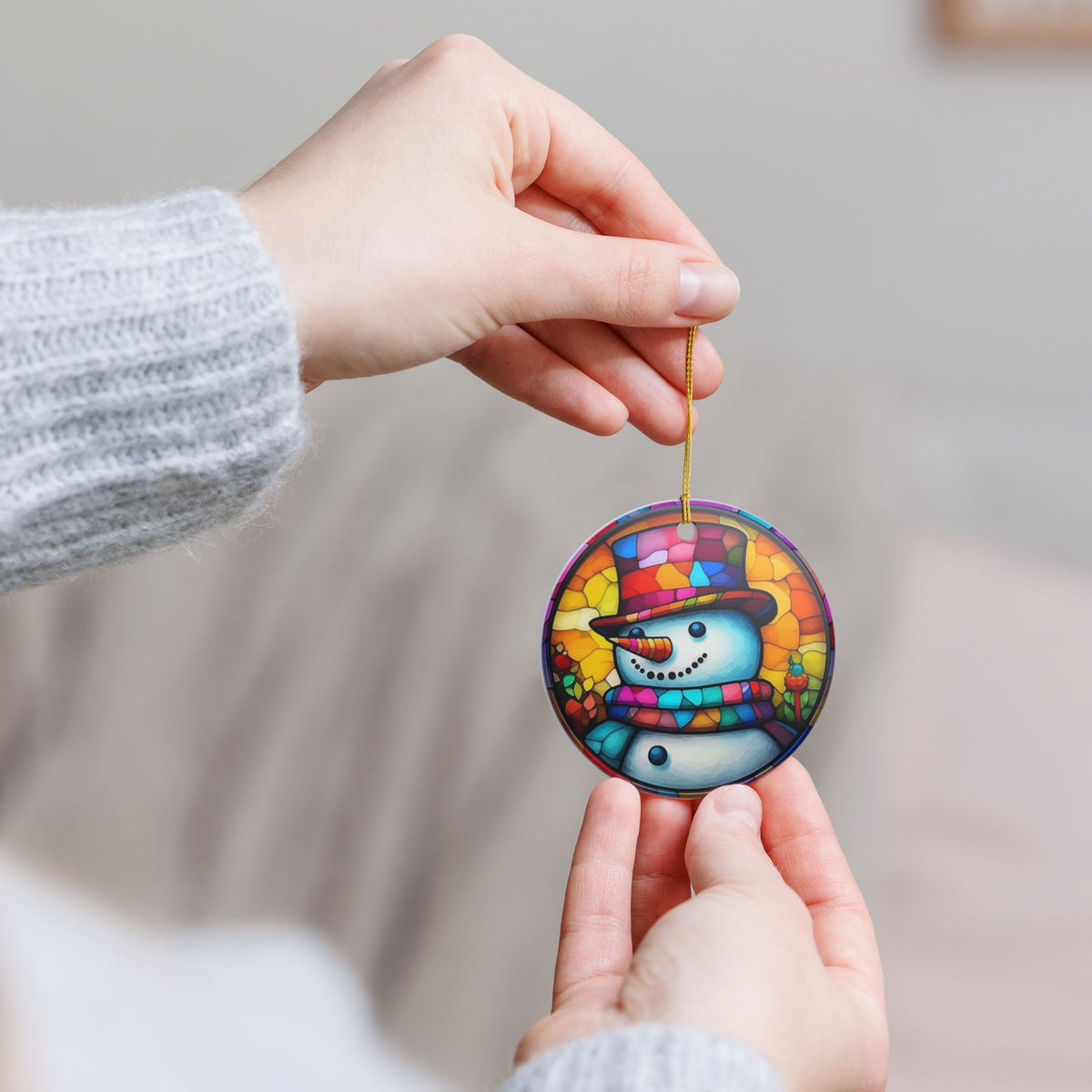 Colorful Snowman Ceramic Ornament Item #659542