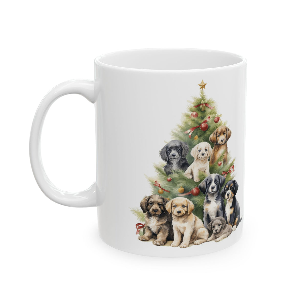 Adorable Puppy and Dog Lover Christmas Tree Ceramic Mug 11oz Item #56076