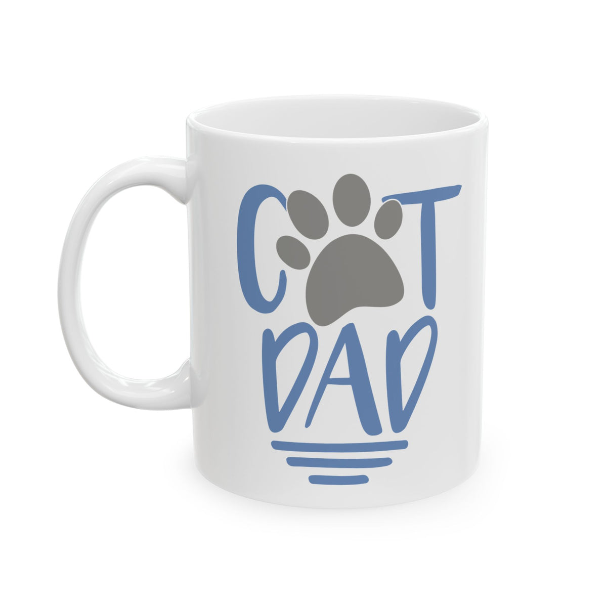 Coffee Lover Ceramic Mug – Cute Paw Print "Cat Dad" Design, 11oz Item #747745