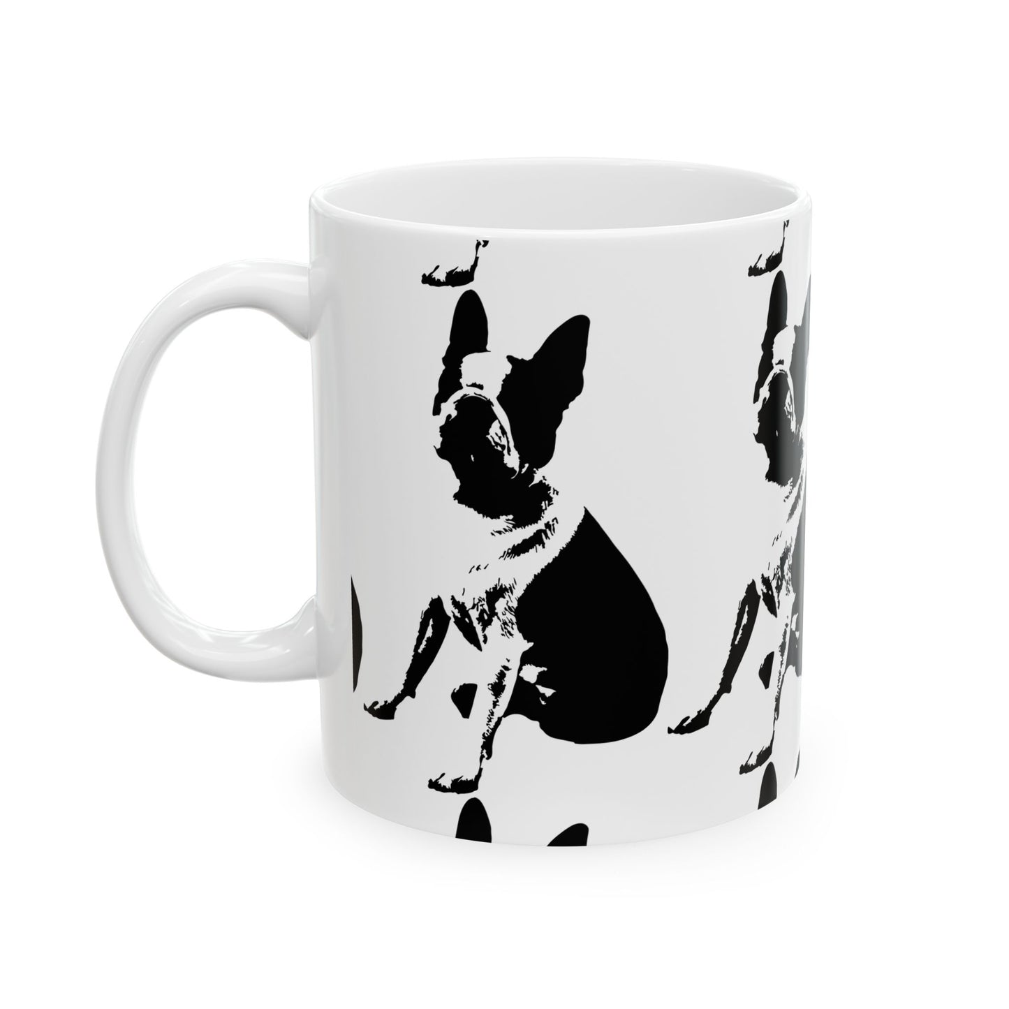 Boston Terrier Ceramic Mug — Black & White Dog Pattern, 11oz Item #421803