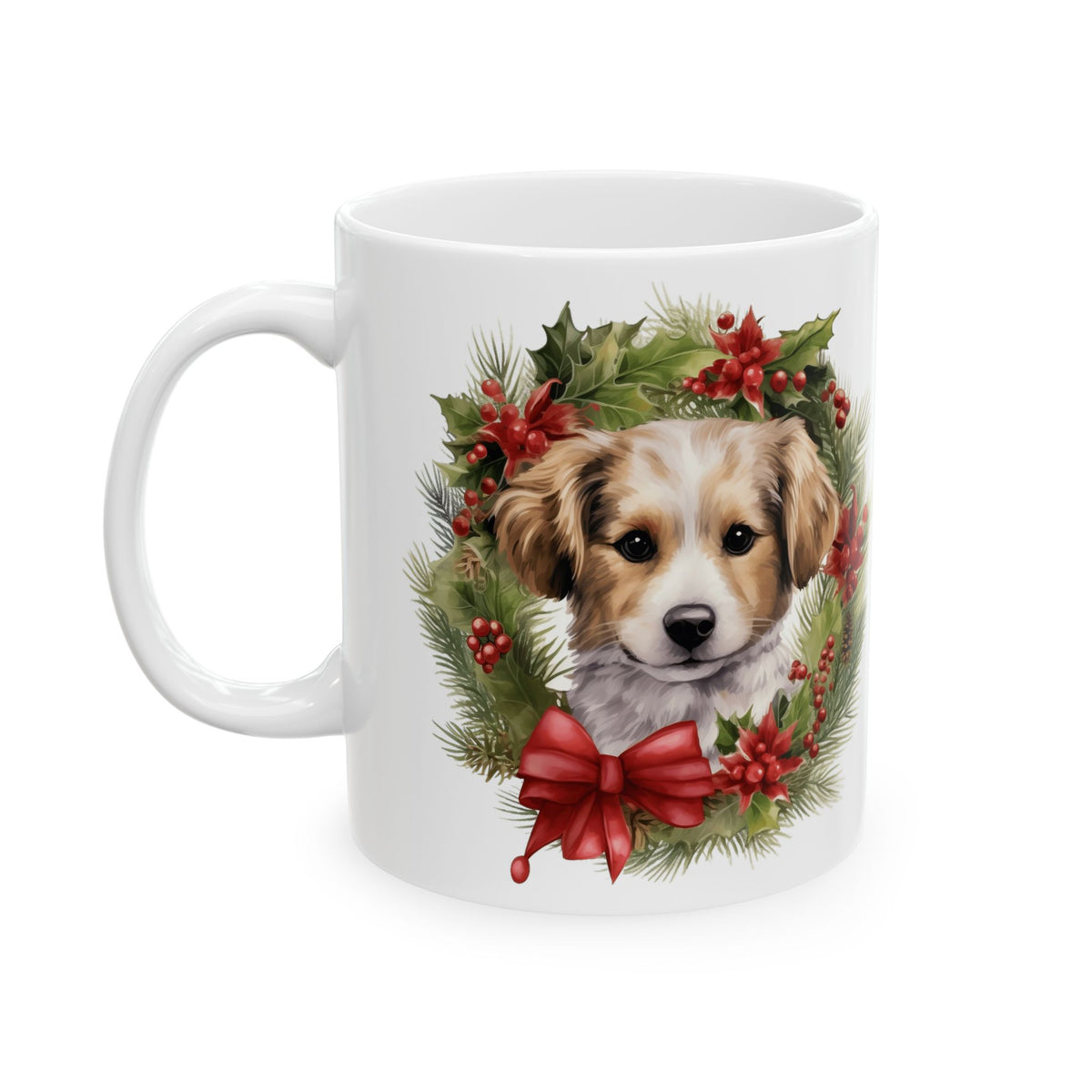 Christmas Puppy & Holiday Wreath Ceramic Mug 11oz Item #433638