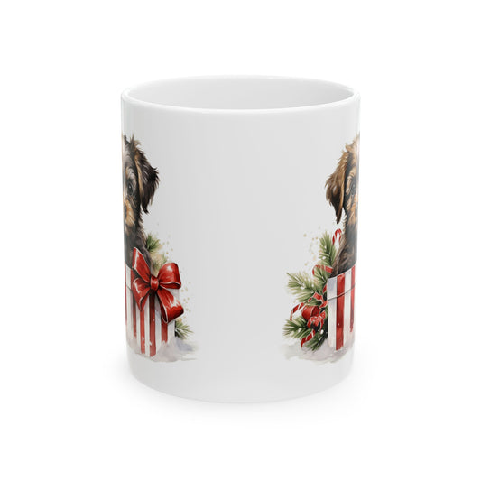 Christmas Dog with Presents and Festive Greenery Christmas Mug 11oz Item #408637