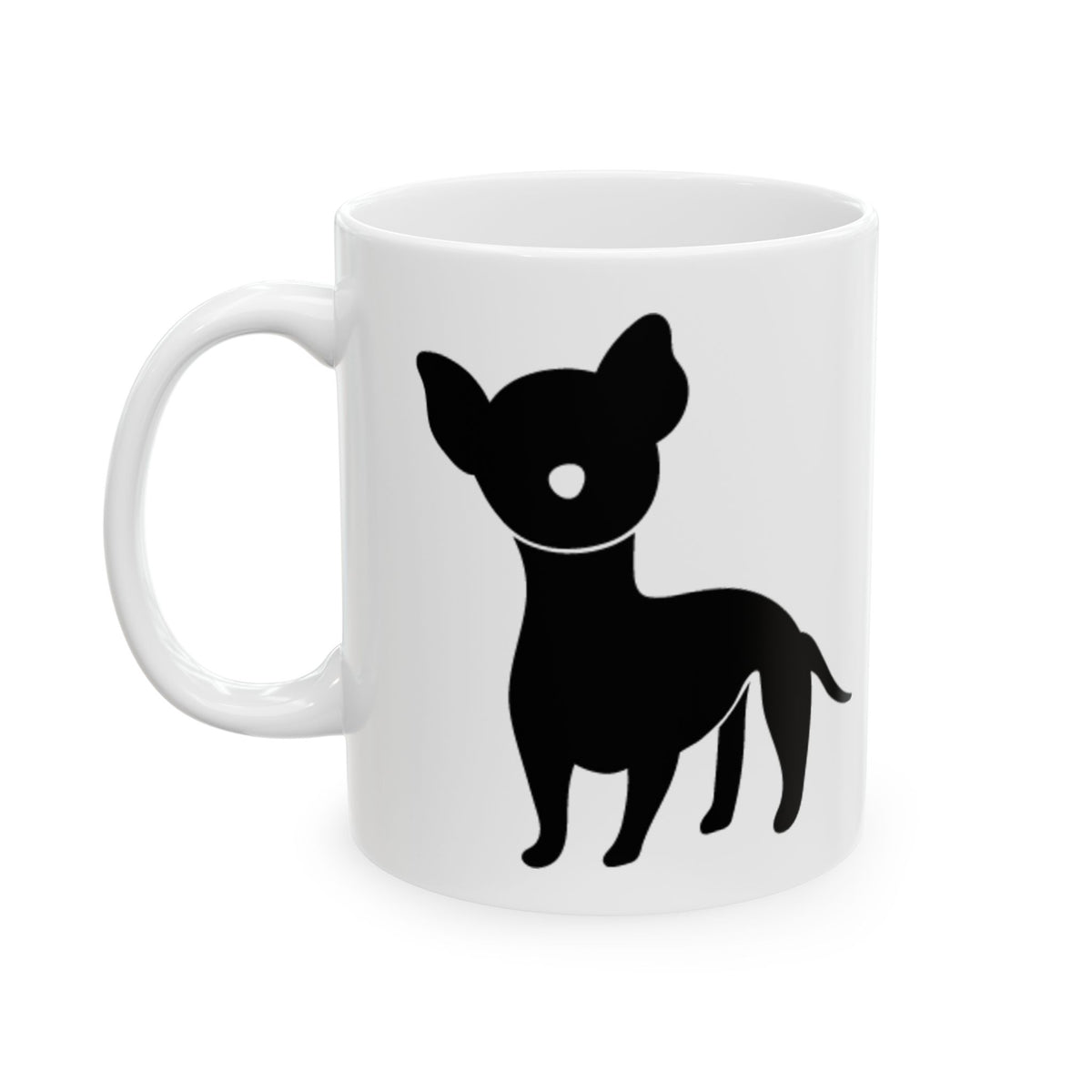 Chihuahua Silhouette Ceramic Mug – Cute Black Dog Coffee Cup 11oz Item #679233
