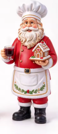 Chef Santa Claus Wooden Figurine By Santa's Creations