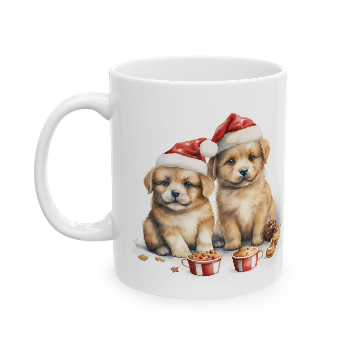 Christmas Puppies In Santa Hat Christmas Mug 11oz Item #764977