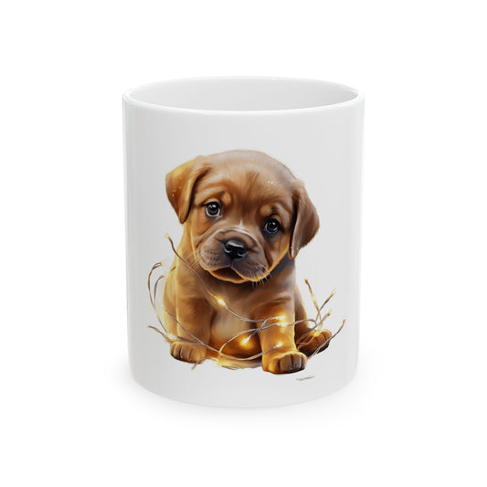 Cute Puppy Ceramic Mug — Adorable Brown Puppy Coffee Cup, Gift for Dog Lovers 11oz Item #952094