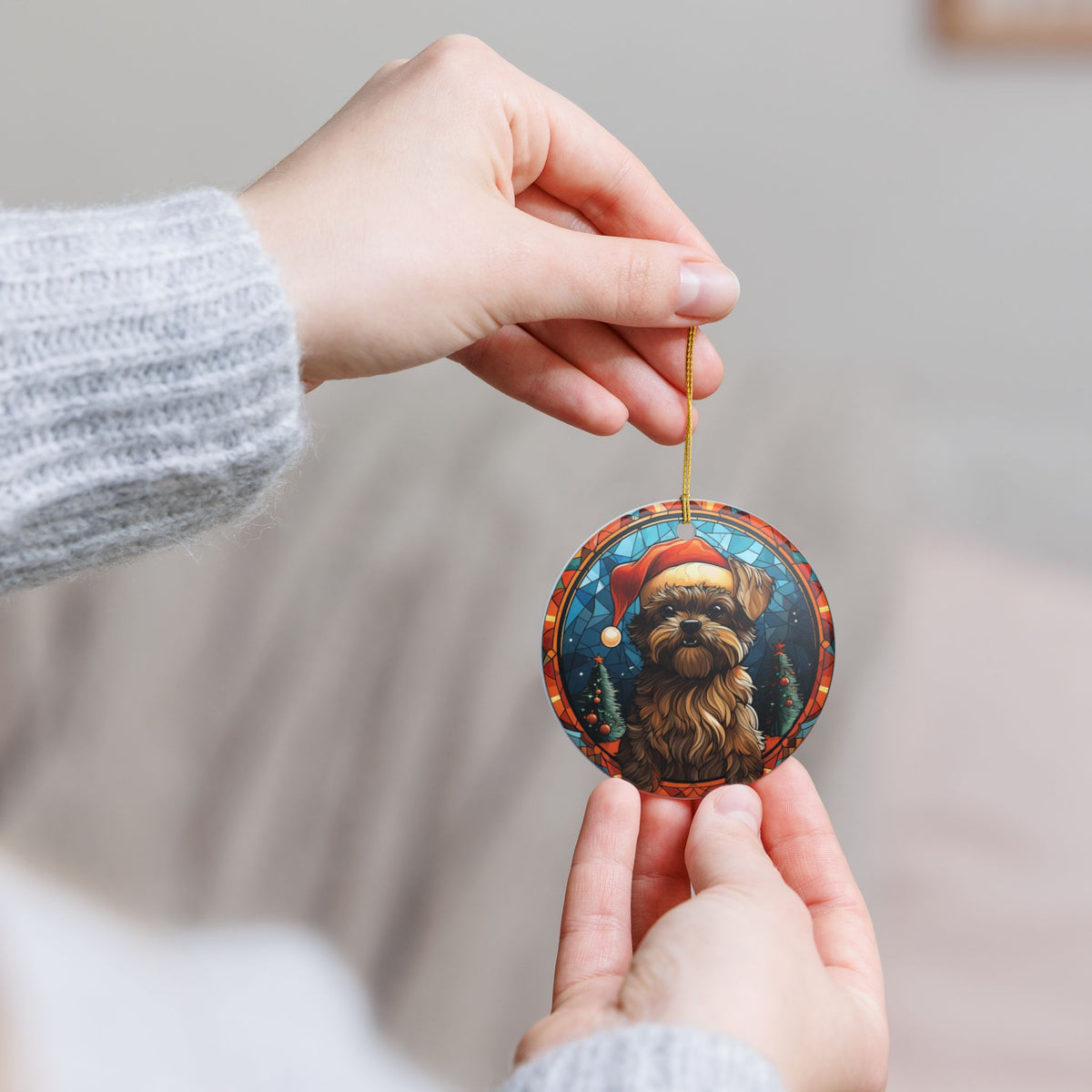 Brussels Griffon Dog Christmas Ceramic Ornament Item #63887