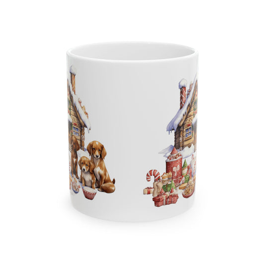 Festive Christmas Puppies and Holiday Gifts Ceramic Mug 11oz Item #716028