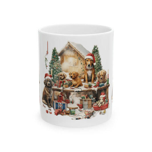 Christmas Dogs Ceramic Mug – Festive Labrador Puppy Holiday Coffee Cup 11oz Item #608611