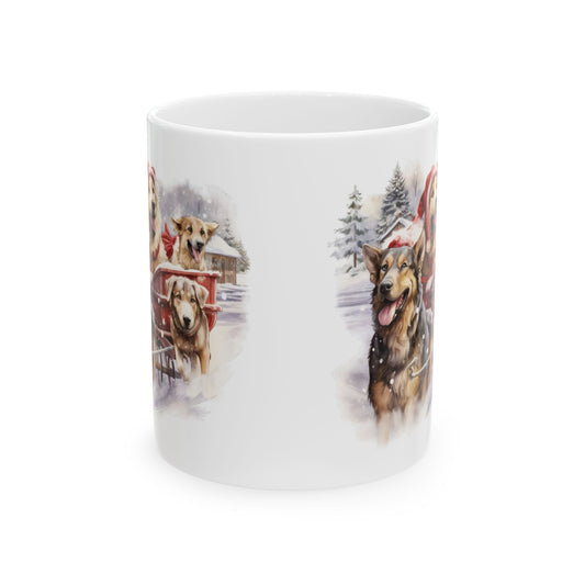 Festive Dogs In Sleigh Ceramic Mug 11oz Item #832719