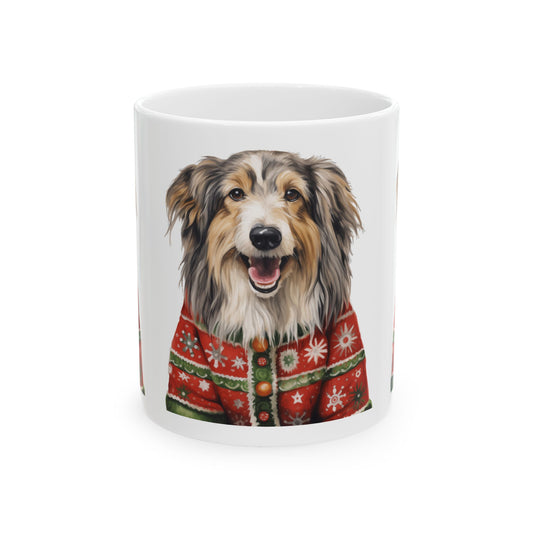 Holiday Sheltie Mug — Dog in Christmas Sweater Ceramic Coffee Cup 11oz Item #361741