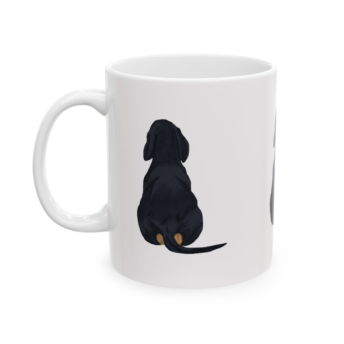 Dog Silhouette Mug – Back View Ceramic Coffee Cup 11oz Item #10813