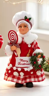 Mrs. Claus With Peppermint Lollipop 2D Wooden Figurine By Santa's Creations