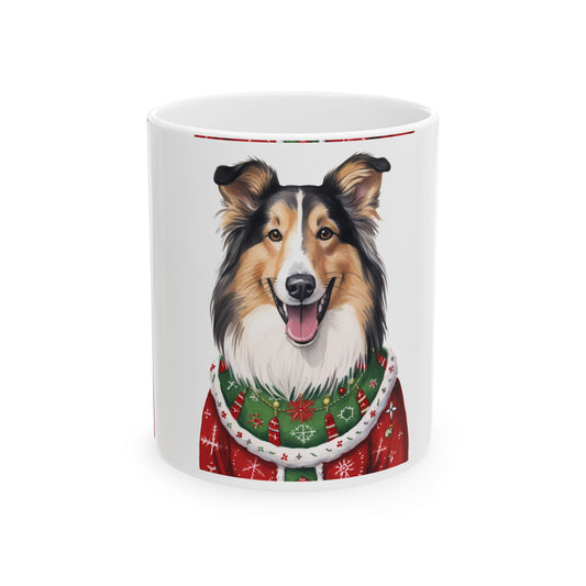 Collie Dog Christmas Mug – Festive Holiday Sweater Coffee Cup 11oz Item #620182