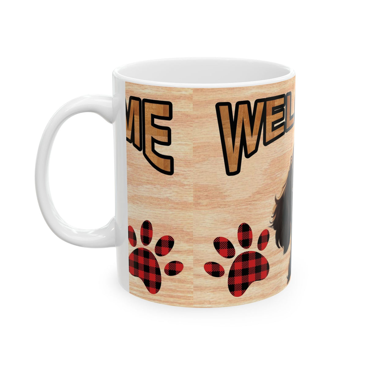 Welcome Puppy Ceramic Mug — Cute Dog Paw Print Coffee Cup 11oz Item #347854
