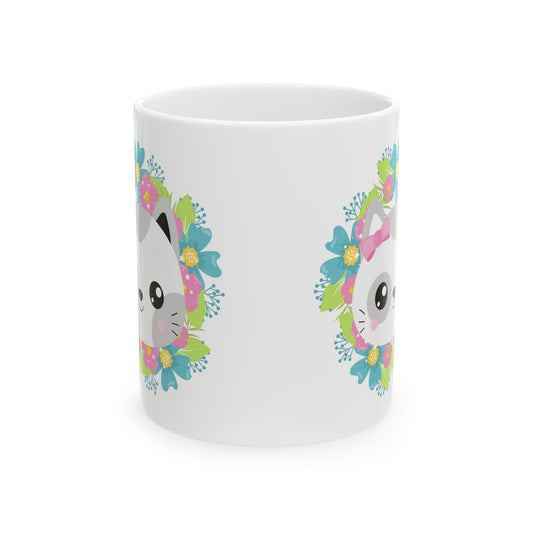 Cute Floral Cat Face Ceramic Mug — 11oz Item #997223