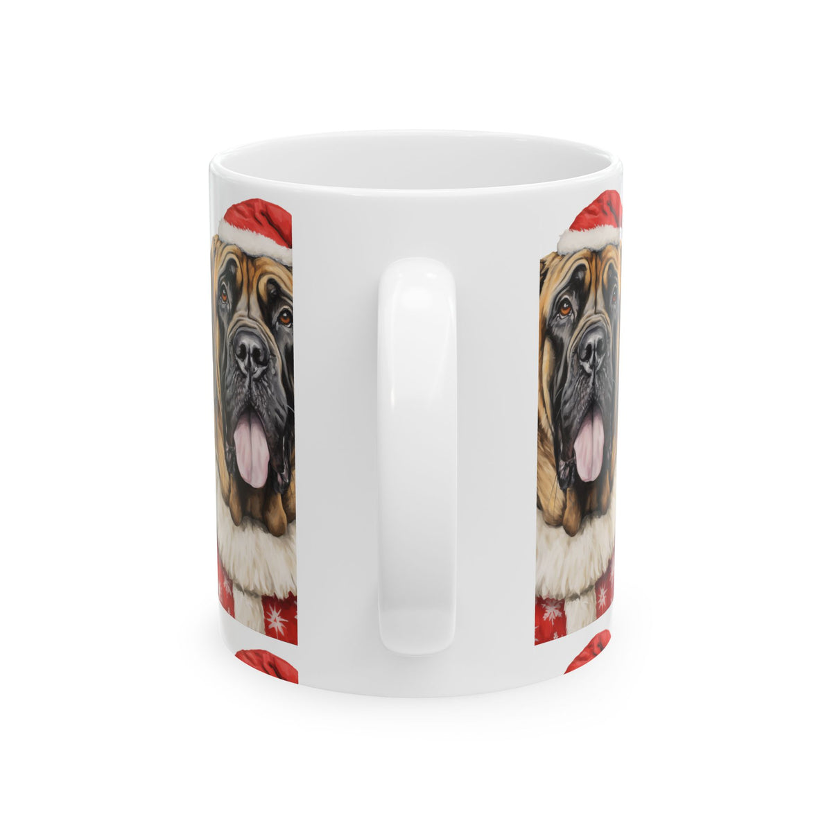 Mastiff Christmas Mug — Festive Santa Dog Ceramic Coffee Cup (11oz & 15oz)