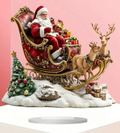 Santa Claus & Reindeer Sleigh Figurine By Santa's Creations  Item #1002