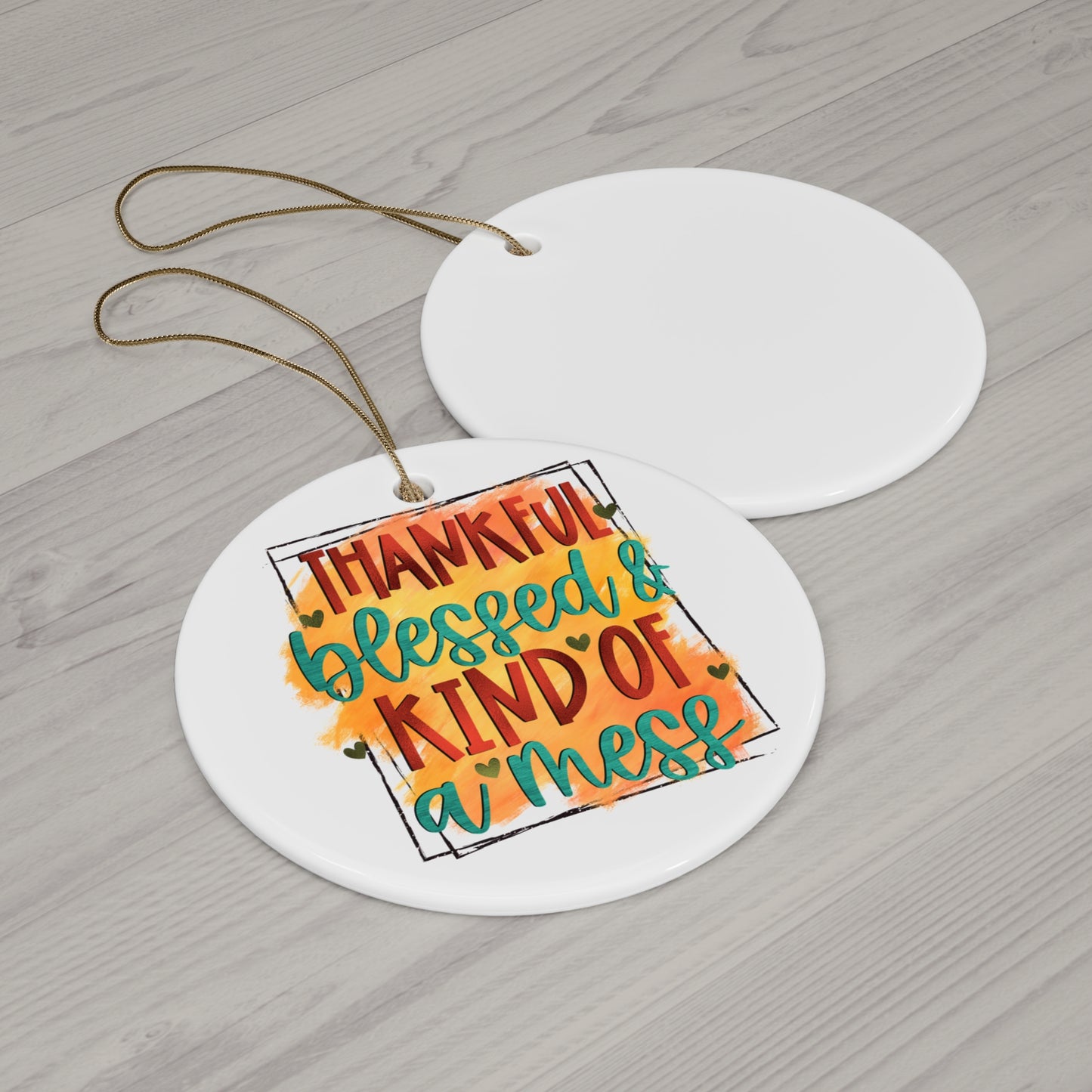 Thankful Blessed Ceramic Disc Ornament     Item #5098032