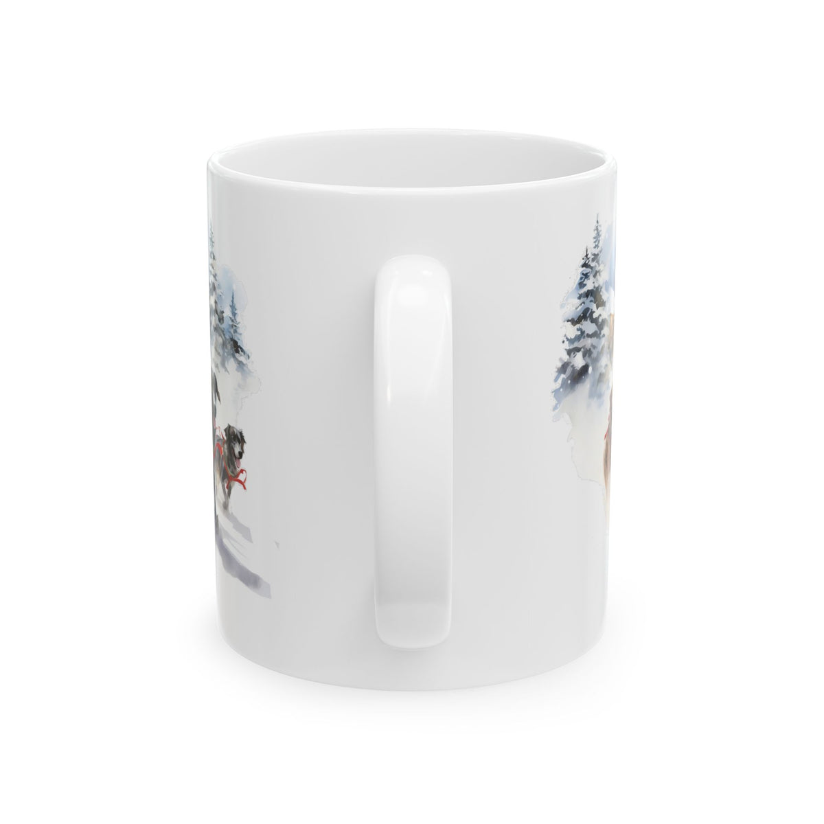 Winter Wonderland Dogs Running In Snow Ceramic Mug  11oz  Item #616696