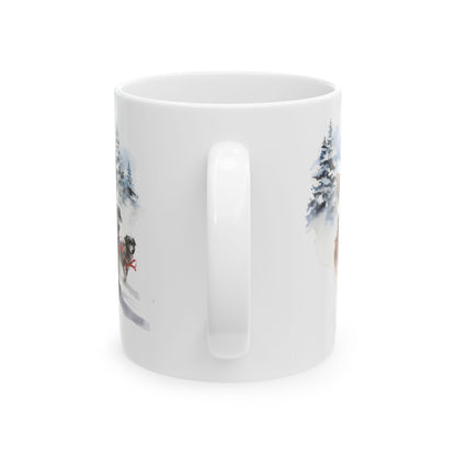 Winter Wonderland Dogs Running In Snow Ceramic Mug  11oz  Item #616696