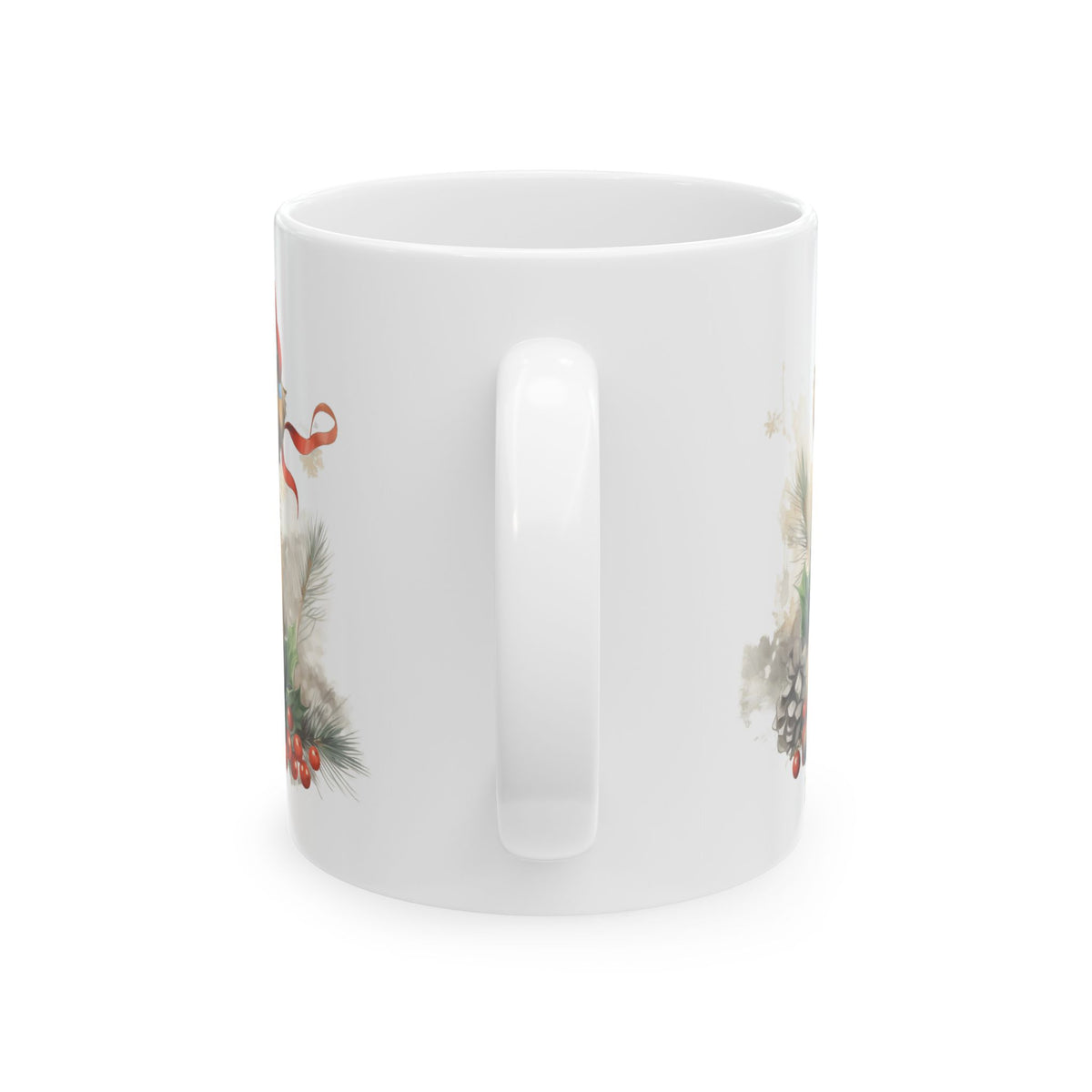 Christmas Puppy In Santa Hat Holly Berry Holiday Ceramic Mug 11oz   Item #694995