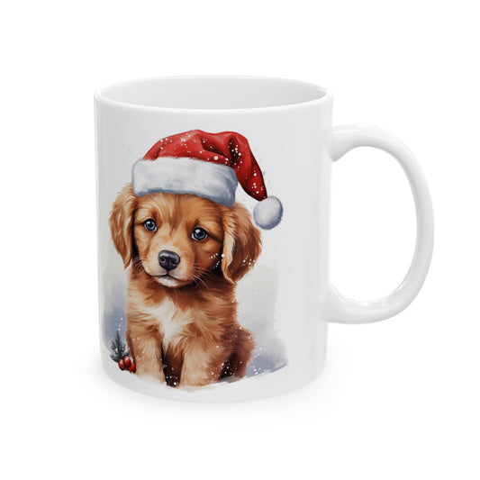 Cute Christmas Puppy with Santa Hat Christmas Mug 11oz   Item #772635