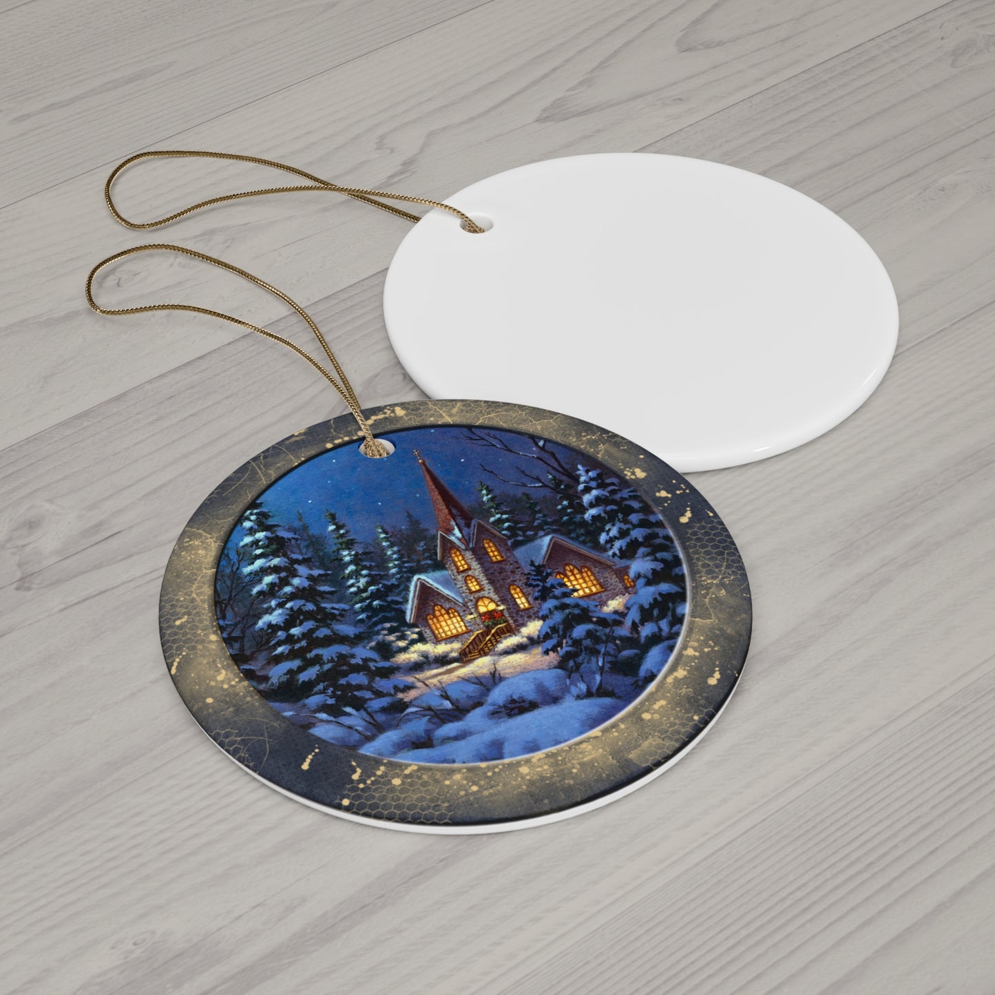 Winter Scene Ceramic Disc Ornament       Item #1296179