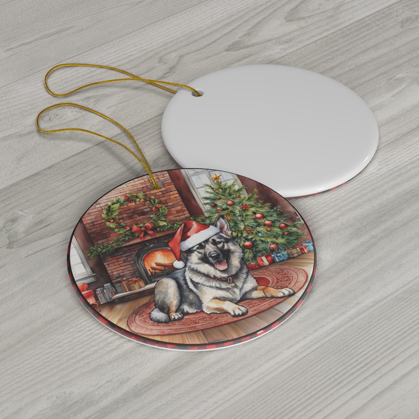 Ceramic Ornament - Norwegian Elkhound Christmas Dog       Item #8697147