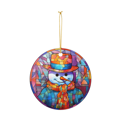 Colorful Stained Glass Snowman Christmas Ornament   Item #618807