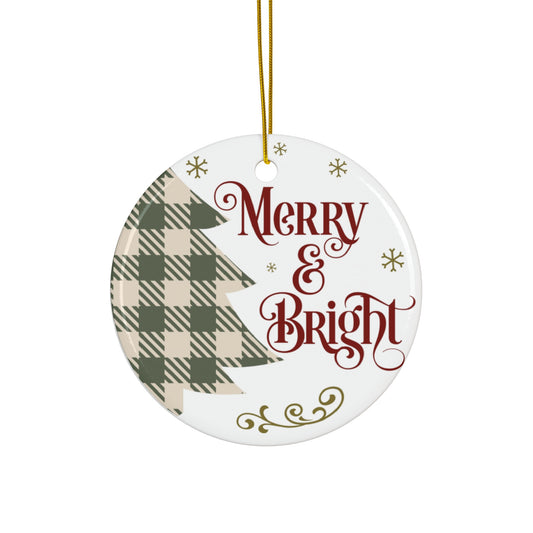 Merry And Bright Ceramic Disc Ornament      Item #2118652