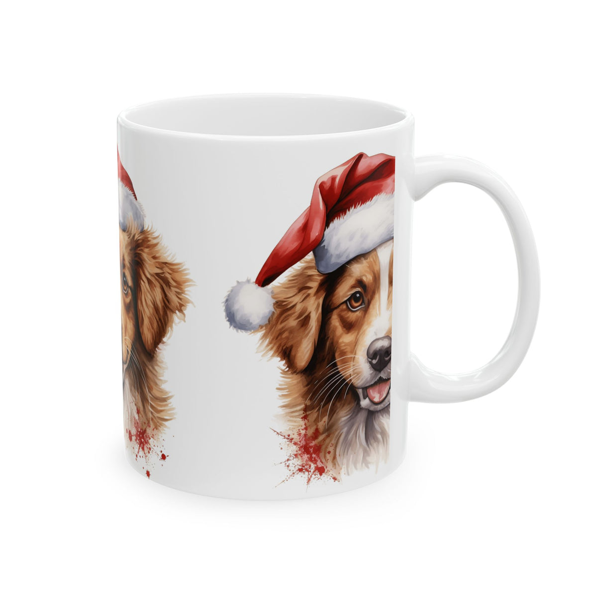 Christmas Dog Mug - Festive Puppy in Santa Hat Ceramic Coffee Cup 11oz  Item #156689