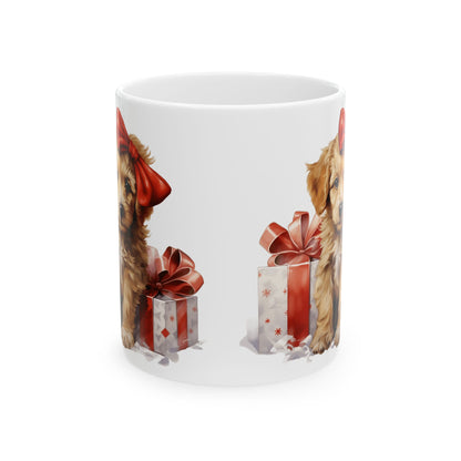Festive Christmas Dog With Presents Ceramic Mug 11oz    Item #587318