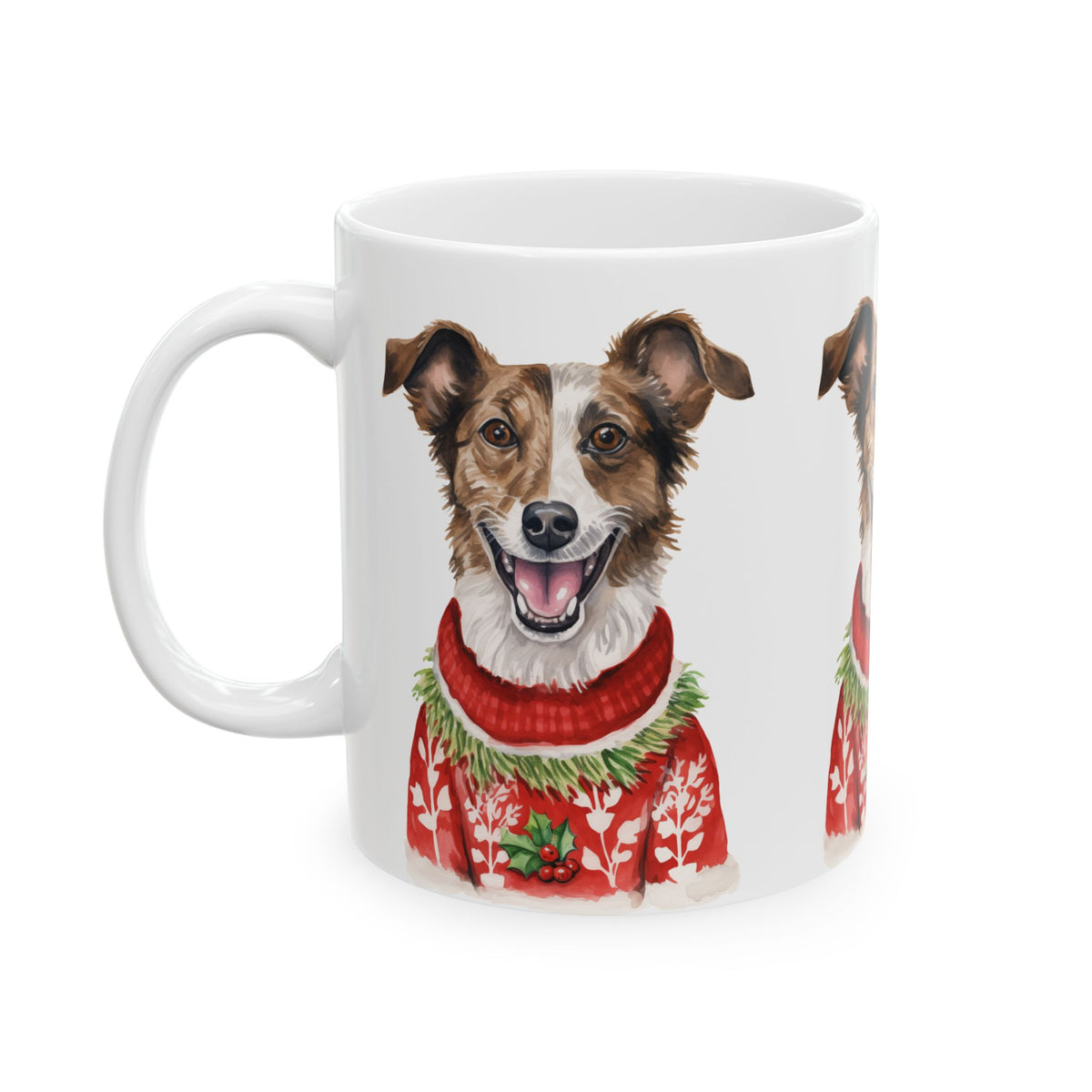 Dog Christmas Mug – Festive Dog in Holiday Sweater 11oz  Item #278739
