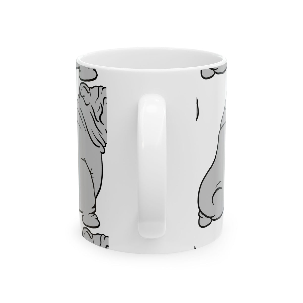Bulldog Pattern Ceramic Mug — Cute Wrinkled Bulldog Coffee Cup 11oz   Item #400694