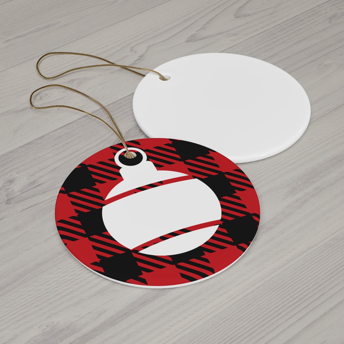 Buffalo Plaid Ornament Ceramic Disc Ornament     Item #8963222