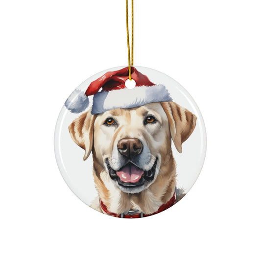 Ceramic Ornament - Labrador Retriever With Santa Hat      Item #4033179