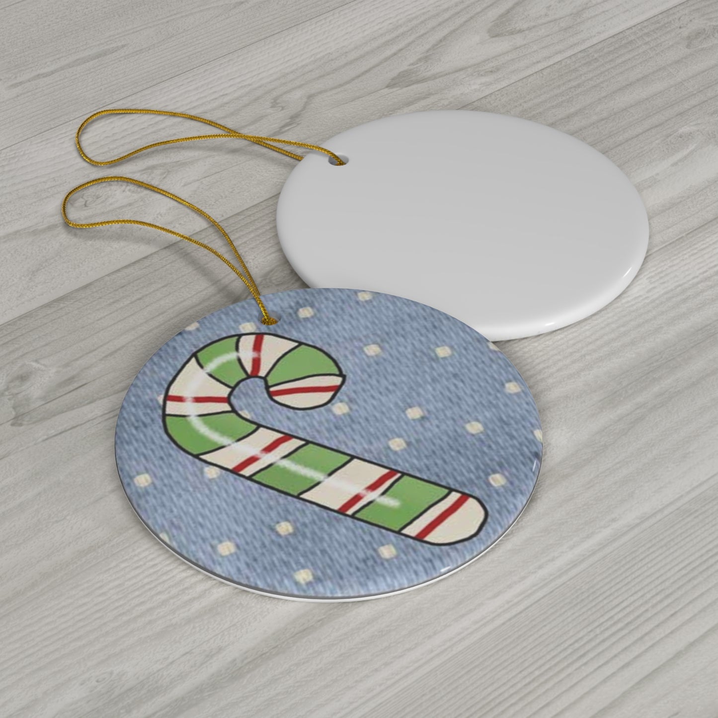 Candy Cane Ceramic Disc Ornament            Item #2748442