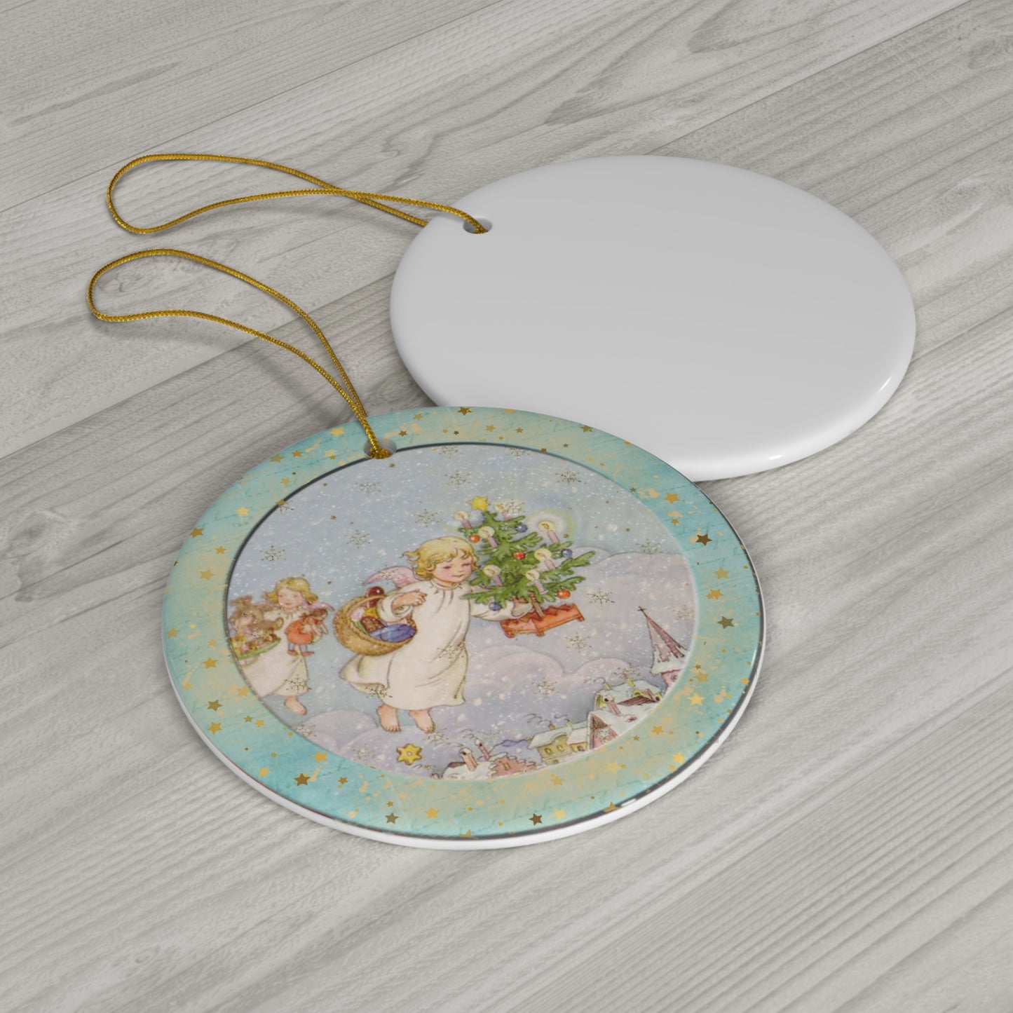 Christmas Scene Ceramic Disc Ornament        Item #1584564