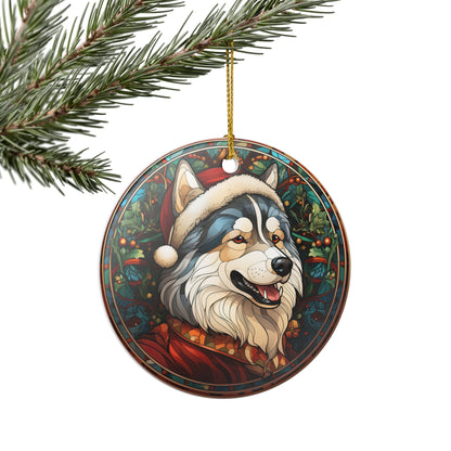 Alaskan Malamute Dog Christmas Ceramic Ornament Item #71275