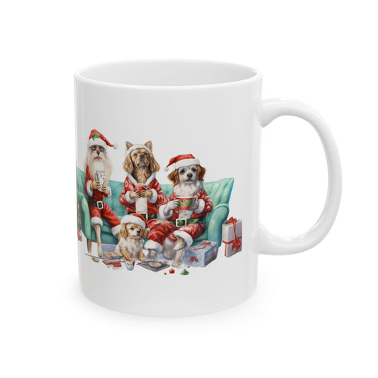 Christmas Dogs Dressed As Santa On Chair Christmas Mug 11oz  Item #725334