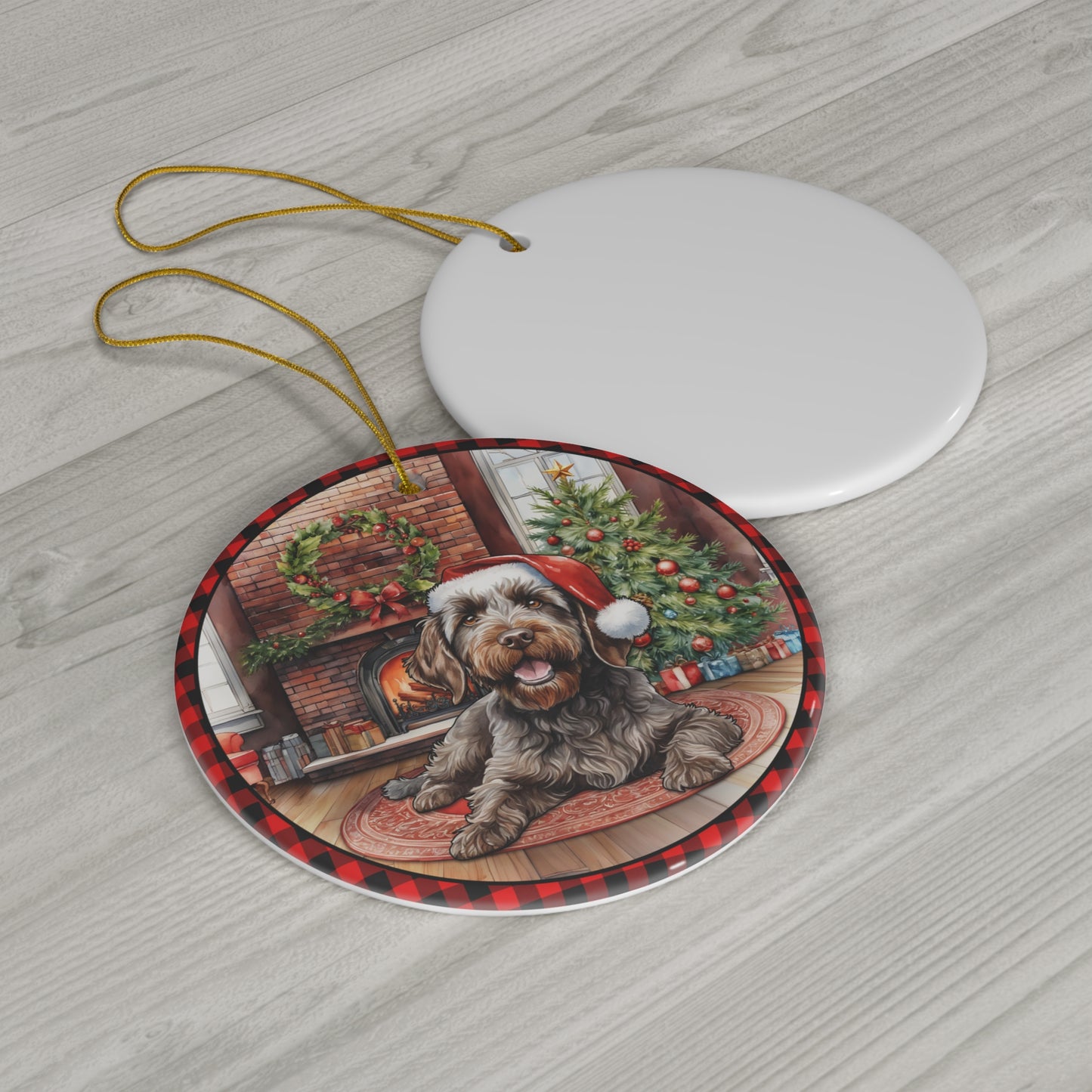 Wirehaired Pointing Griffon Christmas Dog Ceramic Disc Ornament        Item #2252322