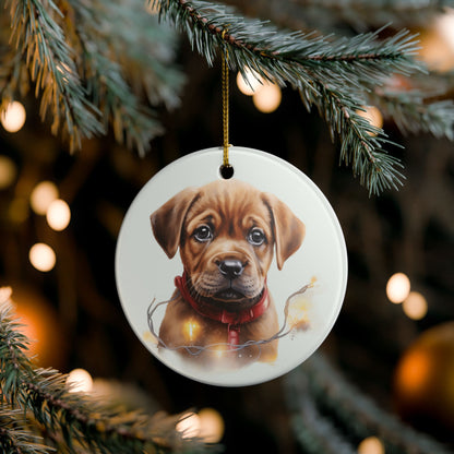 Ceramic Puppy Christmas Ornament – Cute Dog Holiday Tree Decoration   Item #732888
