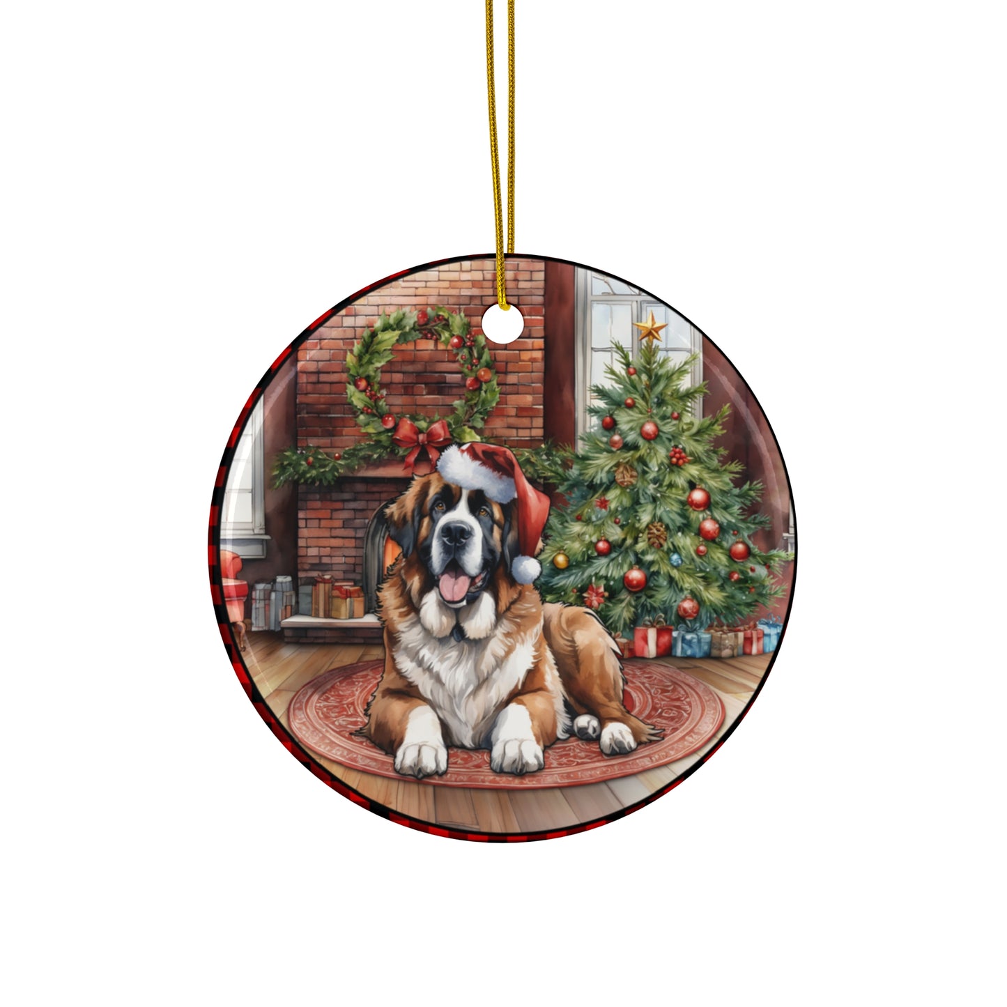 Ceramic Ornament - Saint Bernard Christmas Dog       Item #5953602