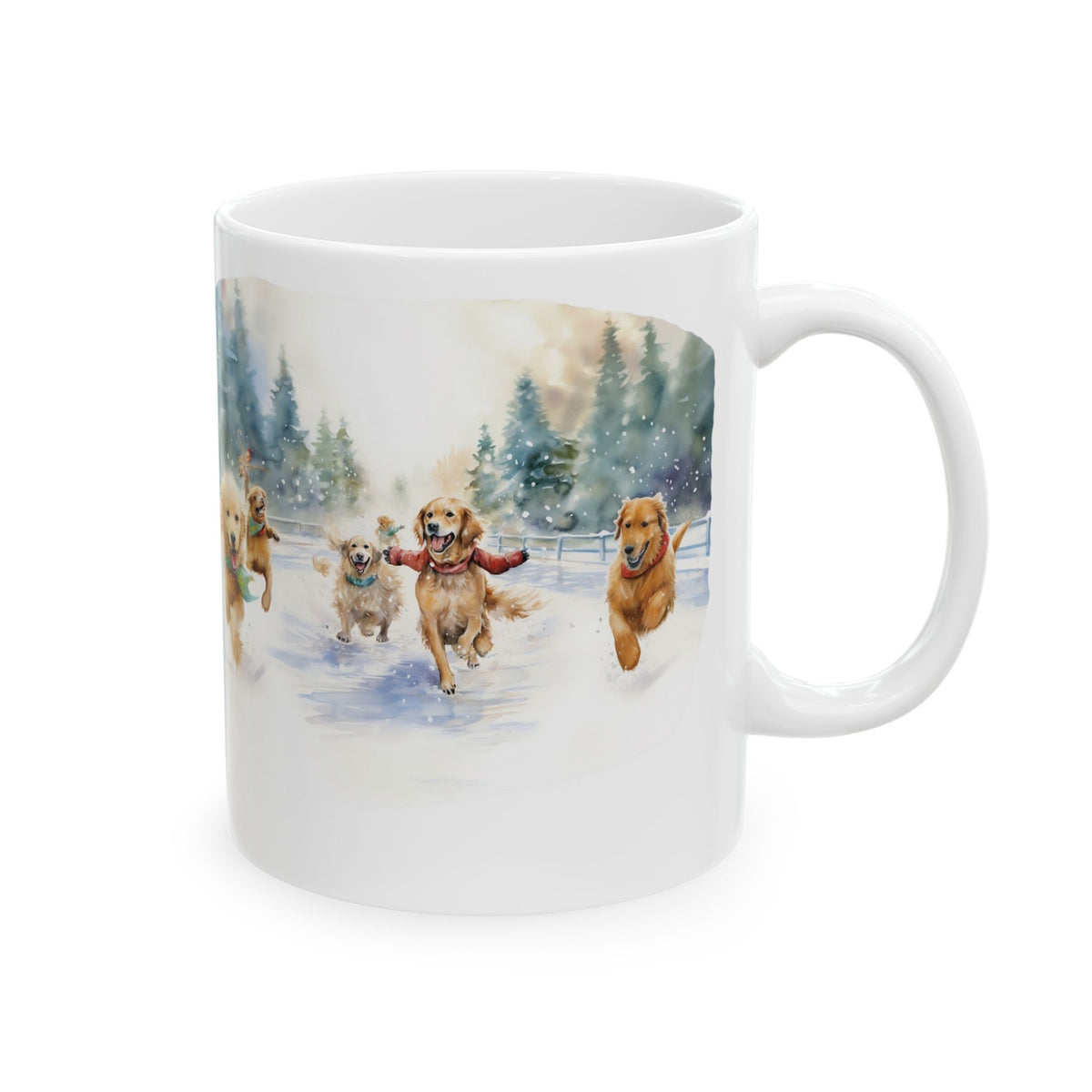 Ceramic Mug with Playful Dogs in a Winter Wonderland 11oz  Item #783667