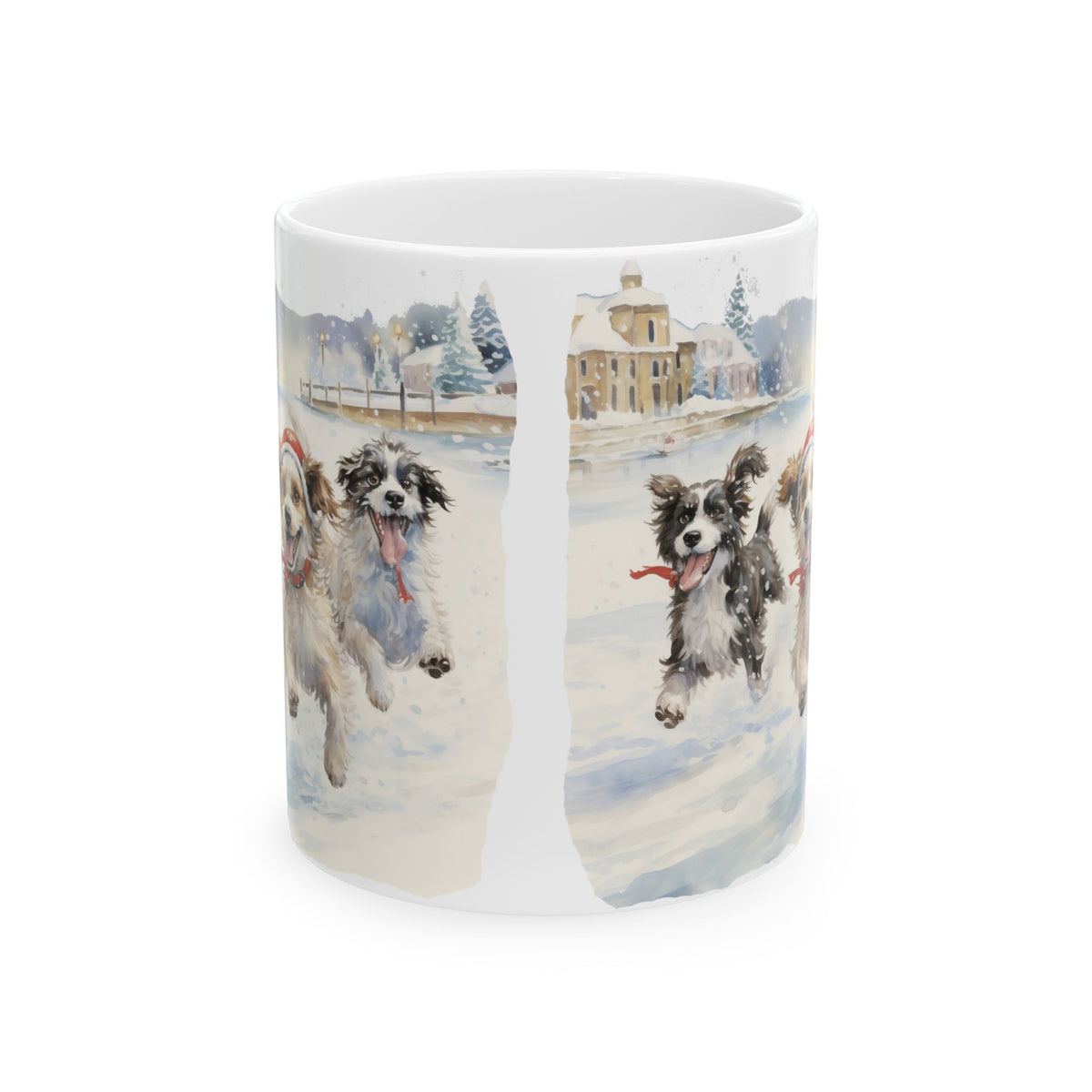 Winter Dogs In Snow Ceramic Mug 11oz  Item #320891