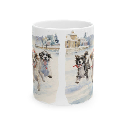Winter Dogs In Snow Ceramic Mug 11oz  Item #320891